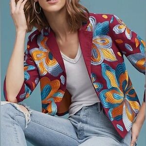 Anthropologie Multicolor Floral Blazer